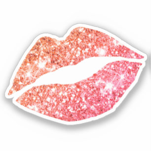Glam Aesthetic Girly Red Orange Glitzer Lips Aufkleber