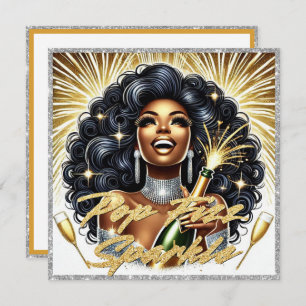 Glam Afrikanische Amerikanerin glücklich Neues Jah Karte