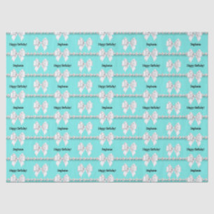 Glam Aqua Blue Tiffany Theme Bougie Happy Birthday Seidenpapier