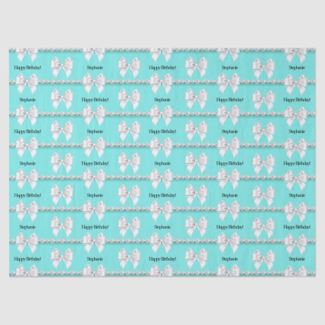 Glam Aqua Blue Tiffany Theme Bougie Happy Birthday Seidenpapier (Vorderseite)