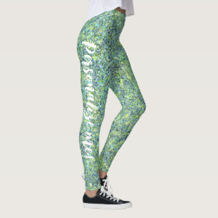 Glam Aqua Citron Green Mermaid Glitzer CUSTOM TEXT Leggings