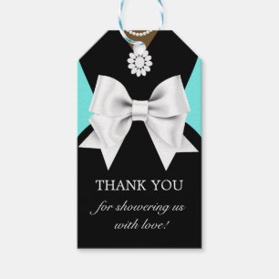 Glam Aqua Elegant Ethnic Tiffany Baby Shower Tags Geschenkanhänger