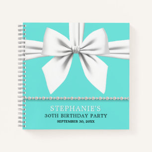 Glam Aqua Tiffany Theme Birthday Guest Book Notizbuch