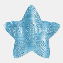 Glam Aqua Tropical Glitzer Blätter Stern-Aufkleber