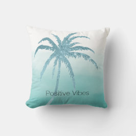 Glam Aqua Tropical Palm Tree Ombre  Kissen