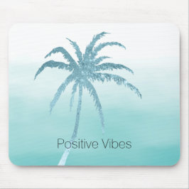 Glam Aqua Tropical Palm Tree Ombre Mousepad