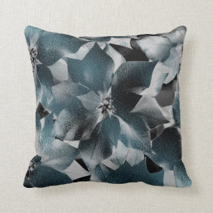 Glam Aquamarin Aquatic Black Floral Gray Metallic Kissen