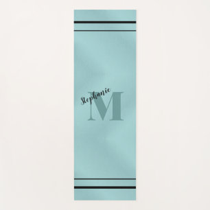 Glam Aquamarin gebürstetes Metall, Mit Monogramm e Yogamatte