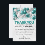 Glam Aquamarin Green Silver Ballon Glitzer Geburts Dankeskarte<br><div class="desc">Modern Glam Aquamarin Green Silver Gray Balloon Glitzer Sparkle Jedes Alter Vielen Dank für Ihre Geburtstagskarte</div>