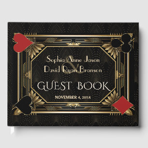 Glam Art Deco Casino Las Vegas Poker Hochzeit Gästebuch
