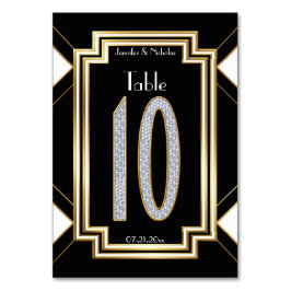 Glam Art Deco Diamond Wedding Tischnummer 10