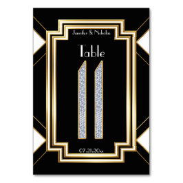 Glam Art Deco Diamond Wedding Tischnummer Eleven