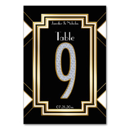 Glam Art Deco Diamond Wedding Tischnummer Nine