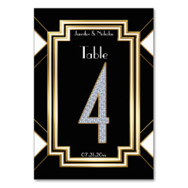 Glam Art Deco Diamond Wedding Tischnummer Vier