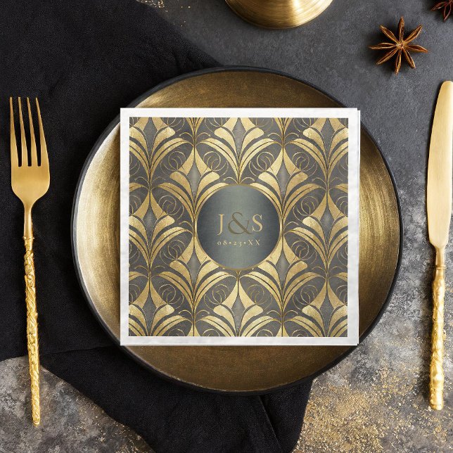 Glam Art Deco Muster Wedding ID1033 Serviette (Von Creator hochgeladen)