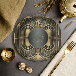 Glam Art Deco Wedding ID1033 Pappteller