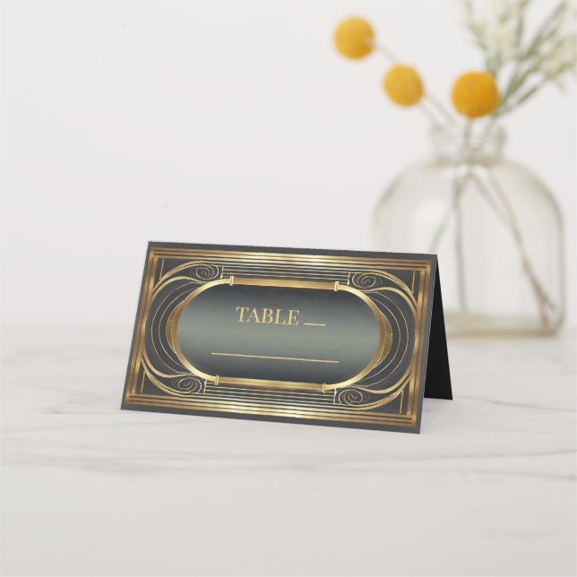 Glam Art Deco Wedding Table ID1033 Platzkarte (Vorderseite)