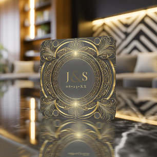 Glam Art Deco Wedding V3 ID1033 Rechteckiger Pappuntersetzer