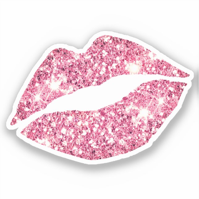 Glam Ästhetik Girly Pink Glitzer Lippen Aufkleber (Vorderseite)