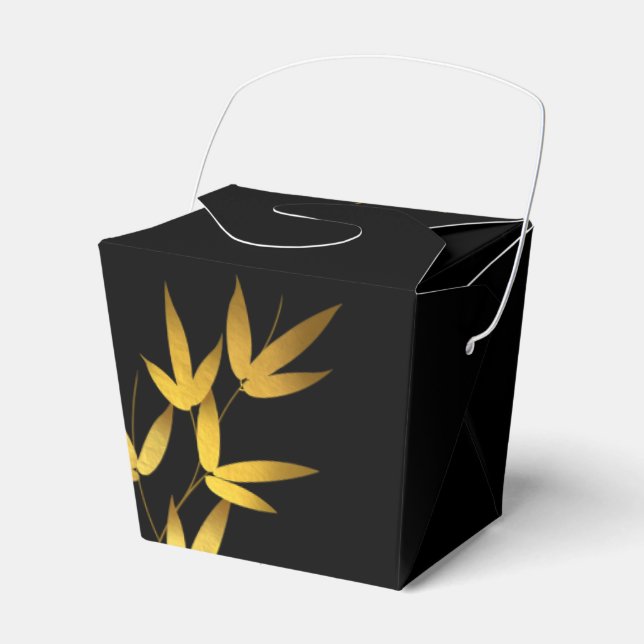 Glam Bamboo Leaves Gold Foil | Schwarzes Gold Geschenkschachtel (Vorderseite)