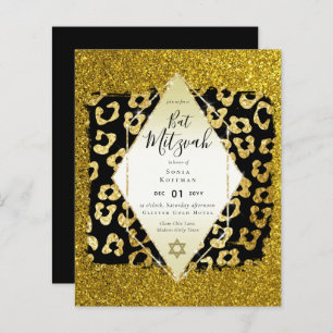 Glam BAT MITZVAH Girly GOLD Glitzer Tierdruck