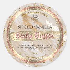 Glam Beige Marmor Gold Foil Effekt Body Butter Runder Aufkleber