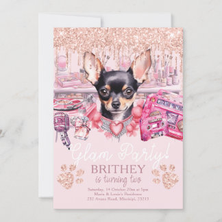 Glam Birthday Elegante Dog Glitzer Einladung