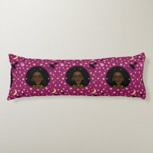 Glam Black Afro Hair Pic Lippenstift Rosa Mond Seitenschläferkissen