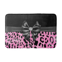 Glam Black Bow Diamond Pink Glitzer Leopard