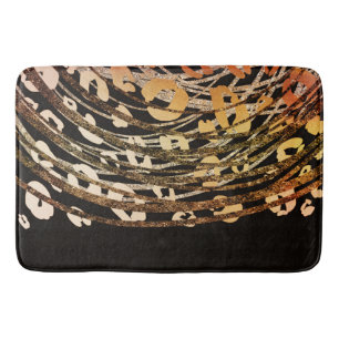Glam Black Gold Bronze Gepard Leopard Print Chic Badematte