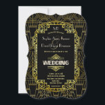 Glam Black & Gold Gatsby Art Deco Hochzeit Einladung<br><div class="desc">Einzigartiges,  Vintages Roaring 20s Great Gatsby Gold Kartendesign mit einem alten goldenen Rahmen,  Imitat Gold,  Schwarz und Weiß-Ansatz (Wortlaut) Palette von Farben,  Initialen. Verwenden Sie das Tool Personalisieren,  um Ihre Informationen hinzuzufügen. Für passende Artikel besuchen Sie bitte meine Roaring 20s Great Gatsby Gold Wedding Collection.</div>