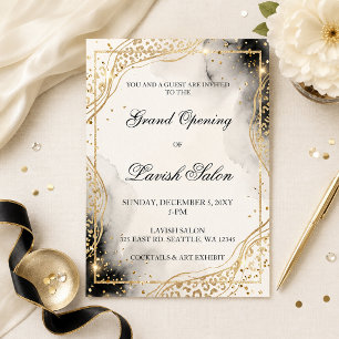Glam Black Gold Leopard Print Firmenparty Einladung