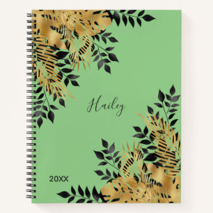 Glam Black & Gold Tropical Blätter Bullet Journal Notizbuch