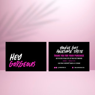 Glam Black Hot Pink Danke Karte