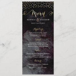 Glam Black Imitats Goldkalligraphie Hochzeitsmenü Menükarte