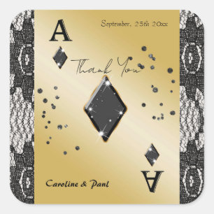Glam Black Lace Ass of Diamonds quadratisches Favo Quadratischer Aufkleber