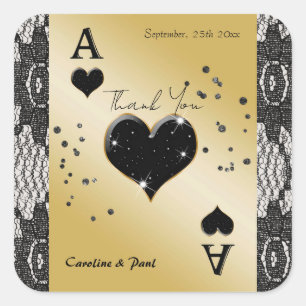 Glam Black Lace Ass of Hearts Quadratischer Gefall Aufkleber