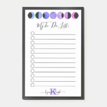 Glam Black Moon Phases Monogram Name To Do List