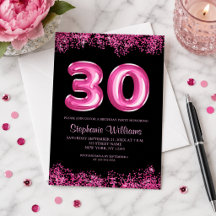 Glam Black Pink Foil Ballon 30. Geburtstag Party