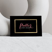 Glam Black Pink Gold Lash Salon Business Card