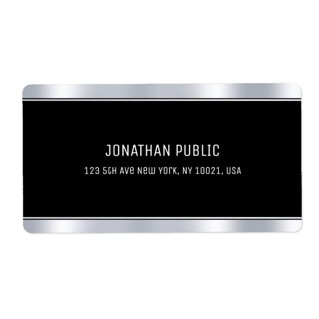 Glam Black Silver Elegante Vorlage Moderne Lieferu (Vorne)