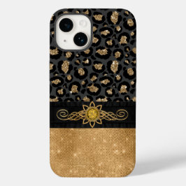 Glam Black und Gold Leopard Print Case-Mate iPhone 14 Hülle