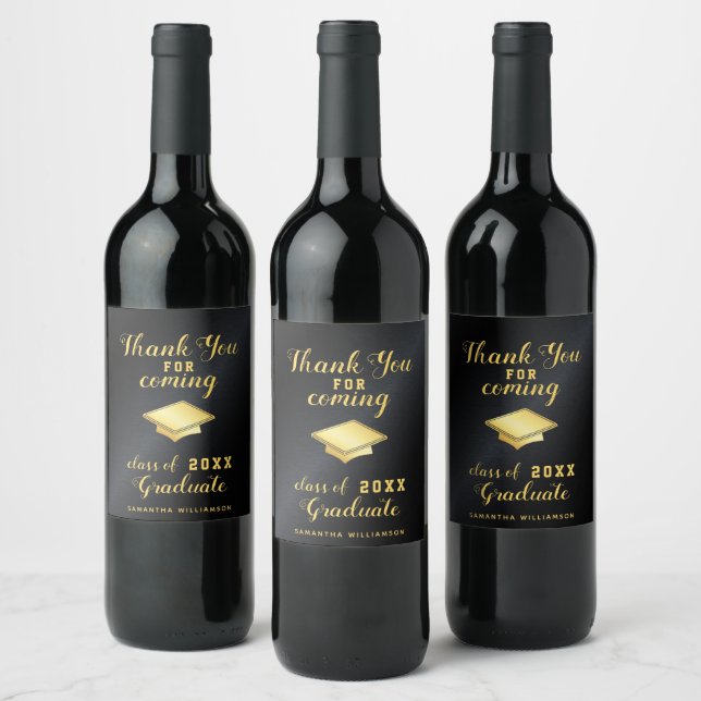 Glam Black und Gold Vielen Dank für Ihren eigenen  Weinetikett (Flaschen)