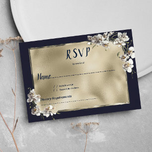 Glam-Blaue Goldorchideenblume RSVP Einladung