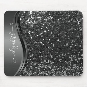 Glam Bling Personalisiert Glitzer Calligraphy Blue Mousepad