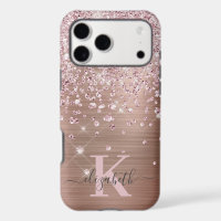 Glam Bling Rose Gold Diamond Confetti Mit Monogram