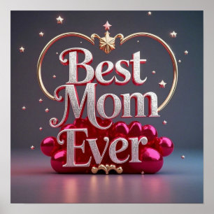Glam Bling Silver Gold Beste Mama je Poster