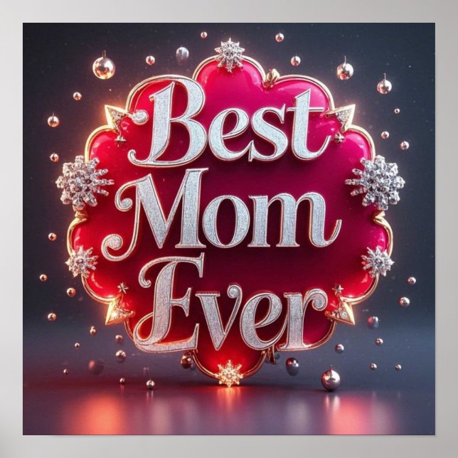 Glam Bling Silver Gold Beste Mama je Poster (Vorne)
