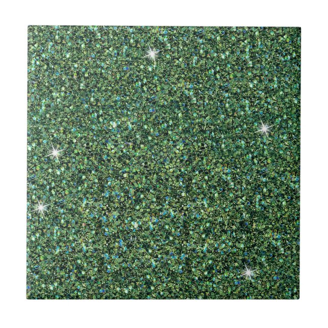 Glam Blue Aquamarin Glitzer Sparkle Chic Fliese (Vorderseite)