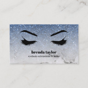 Glam Blue Glitzer ombre Marble Eyelash Browbar Visitenkarte